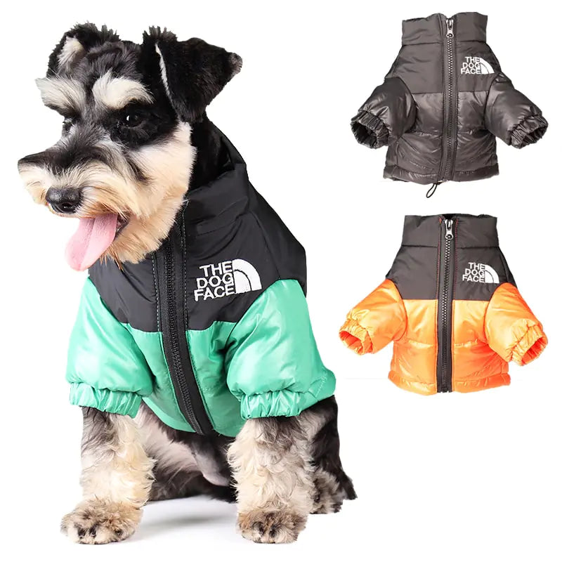 Windproof Dog Face Puffer Jacket