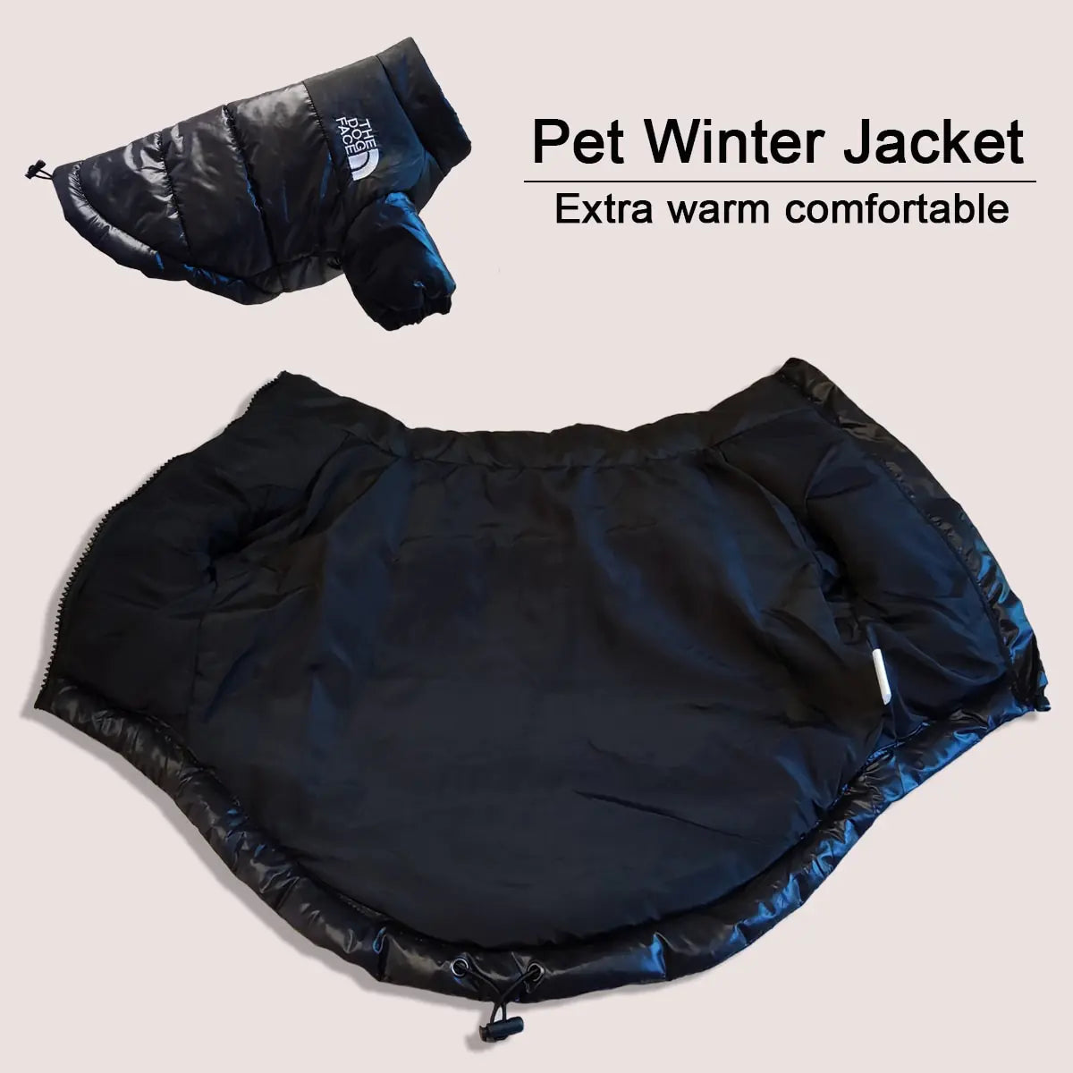 Windproof Dog Face Puffer Jacket